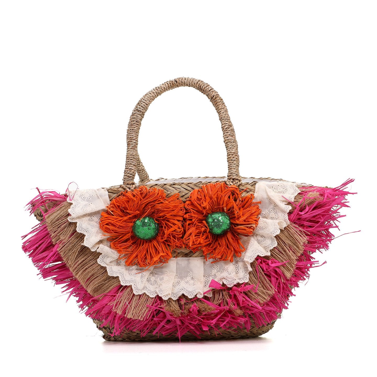 Cesto de Paja con Flores | Bolso Shopper - image 2