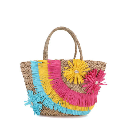 Cesto de paja con flores | Bolso Shopper - image 2