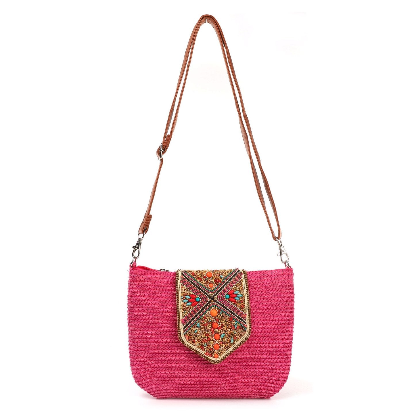 Bolso bandolera paja | Cuentas multicolor - image 8