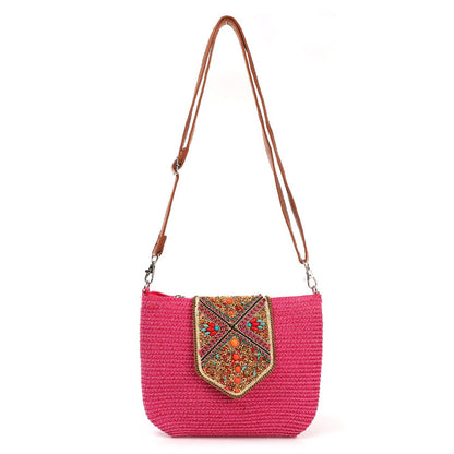 Bolso bandolera paja | Cuentas multicolor - image 8
