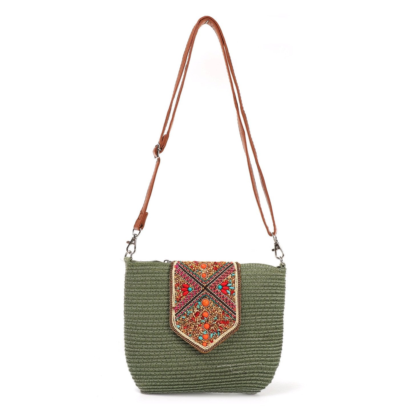 Bolso bandolera paja | Cuentas multicolor - image 2