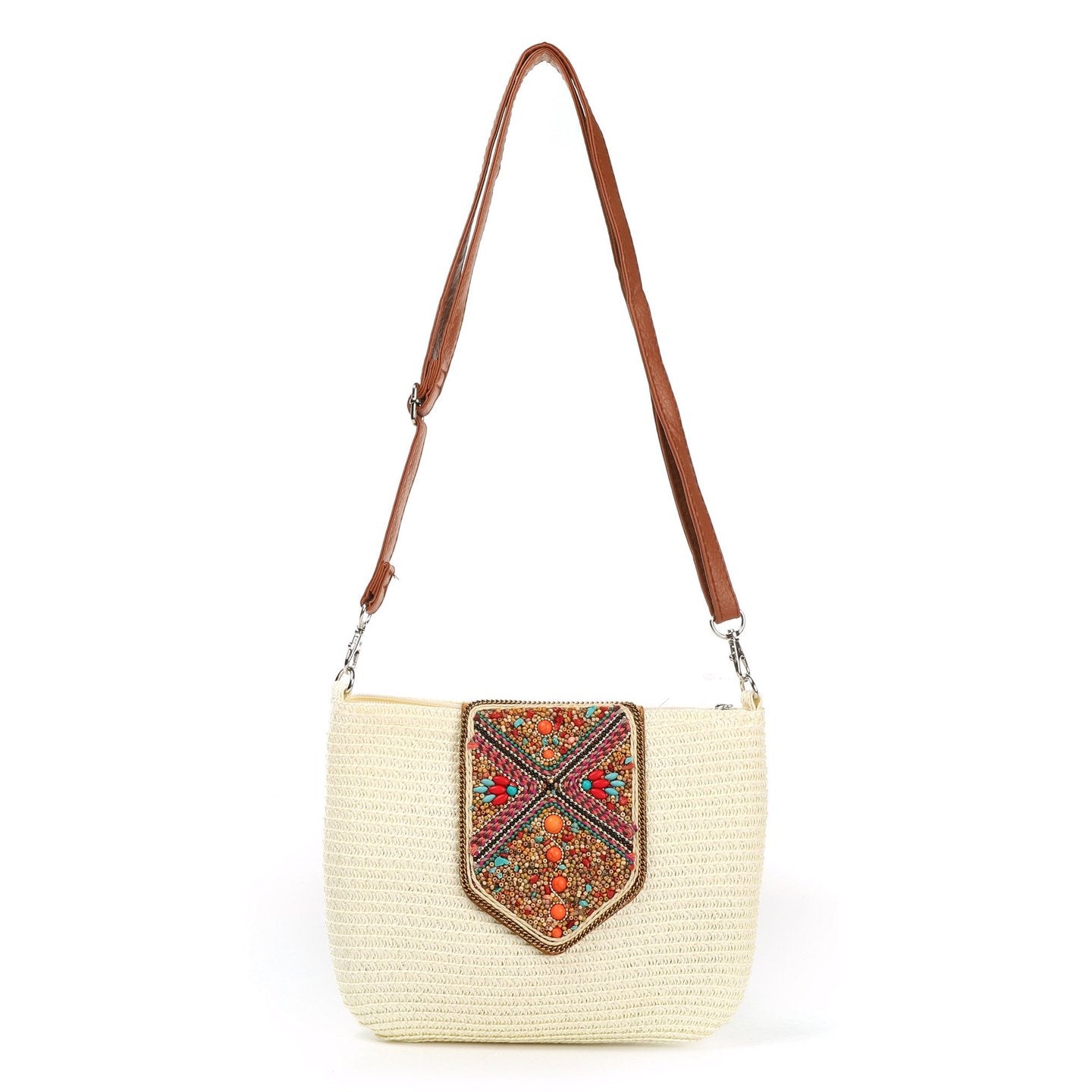 Bolso bandolera paja | Cuentas multicolor - image 4