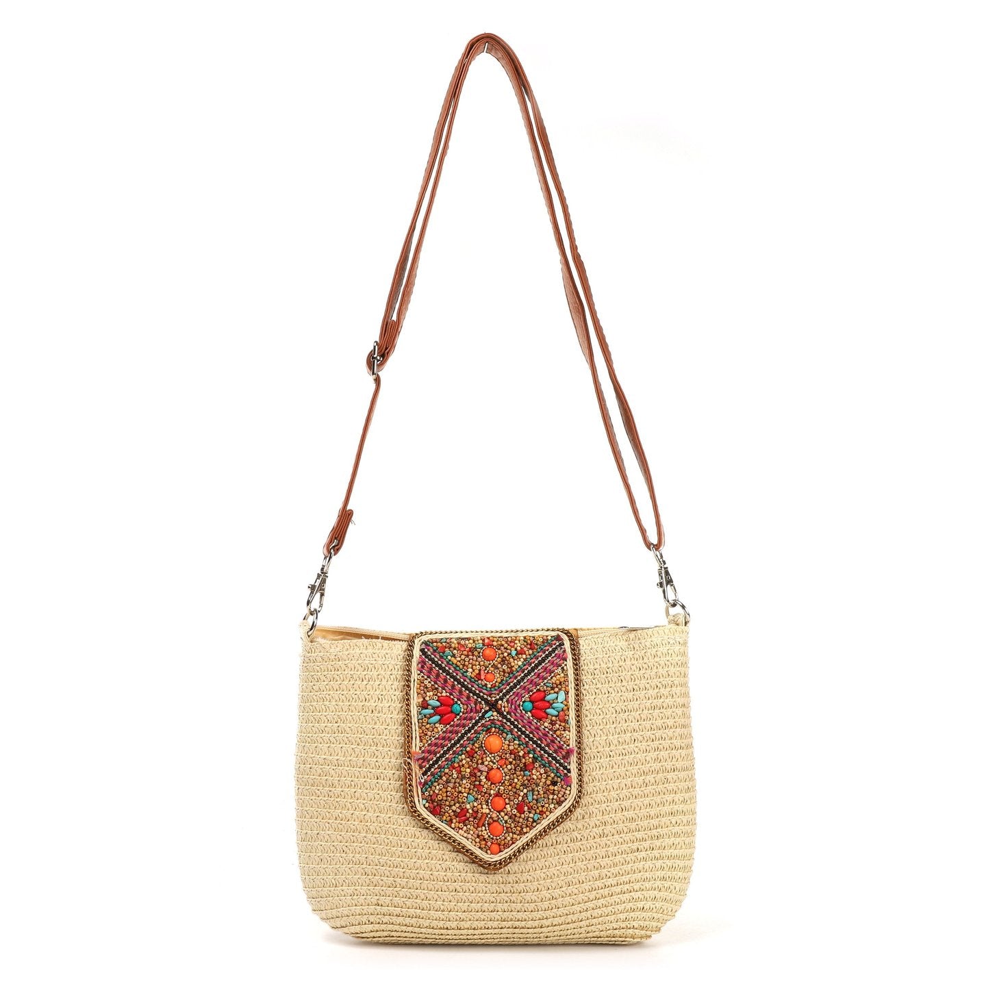 Bolso bandolera paja | Cuentas multicolor - image 5