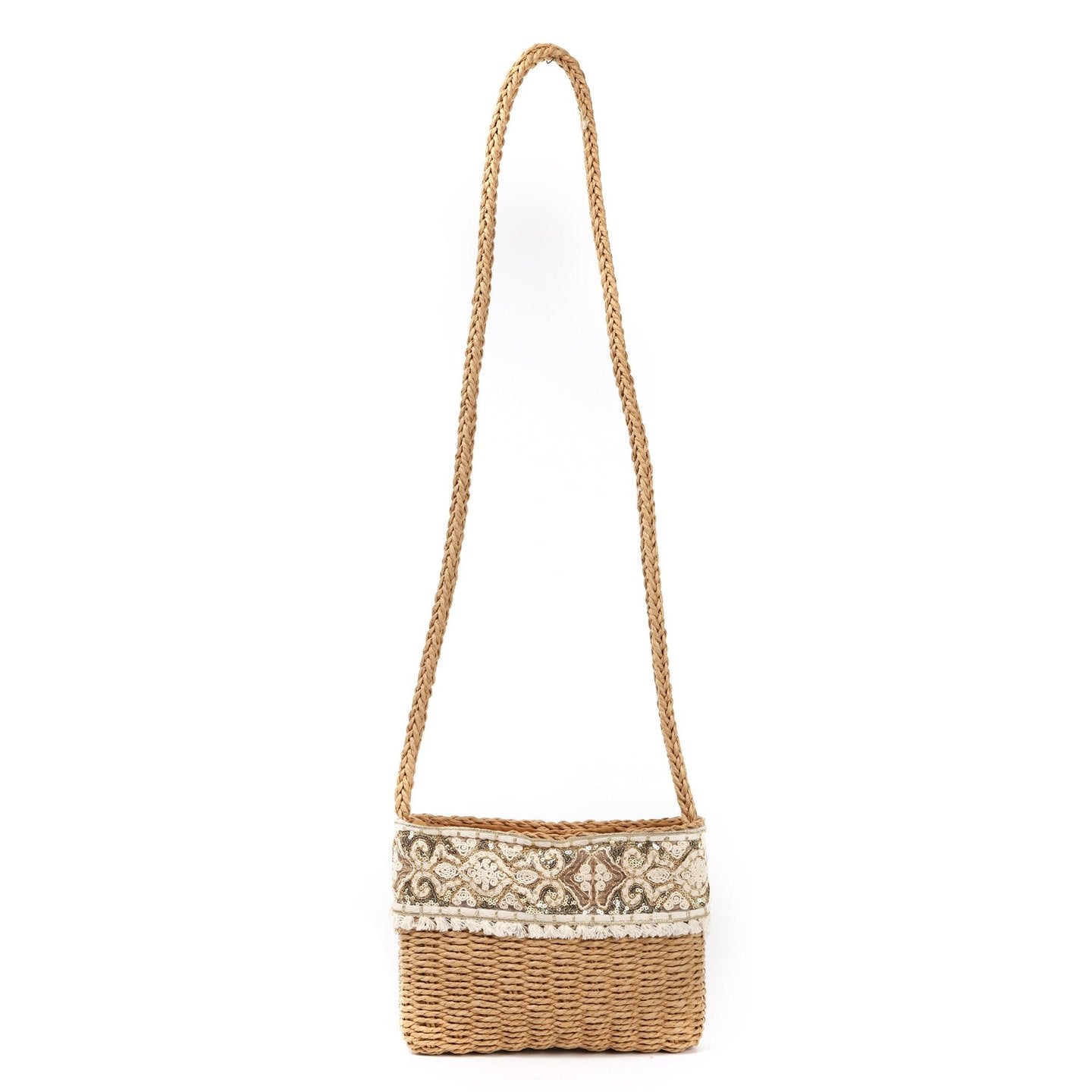 Bolso rafia bordado | Bandolera con lentejuelas - image 5