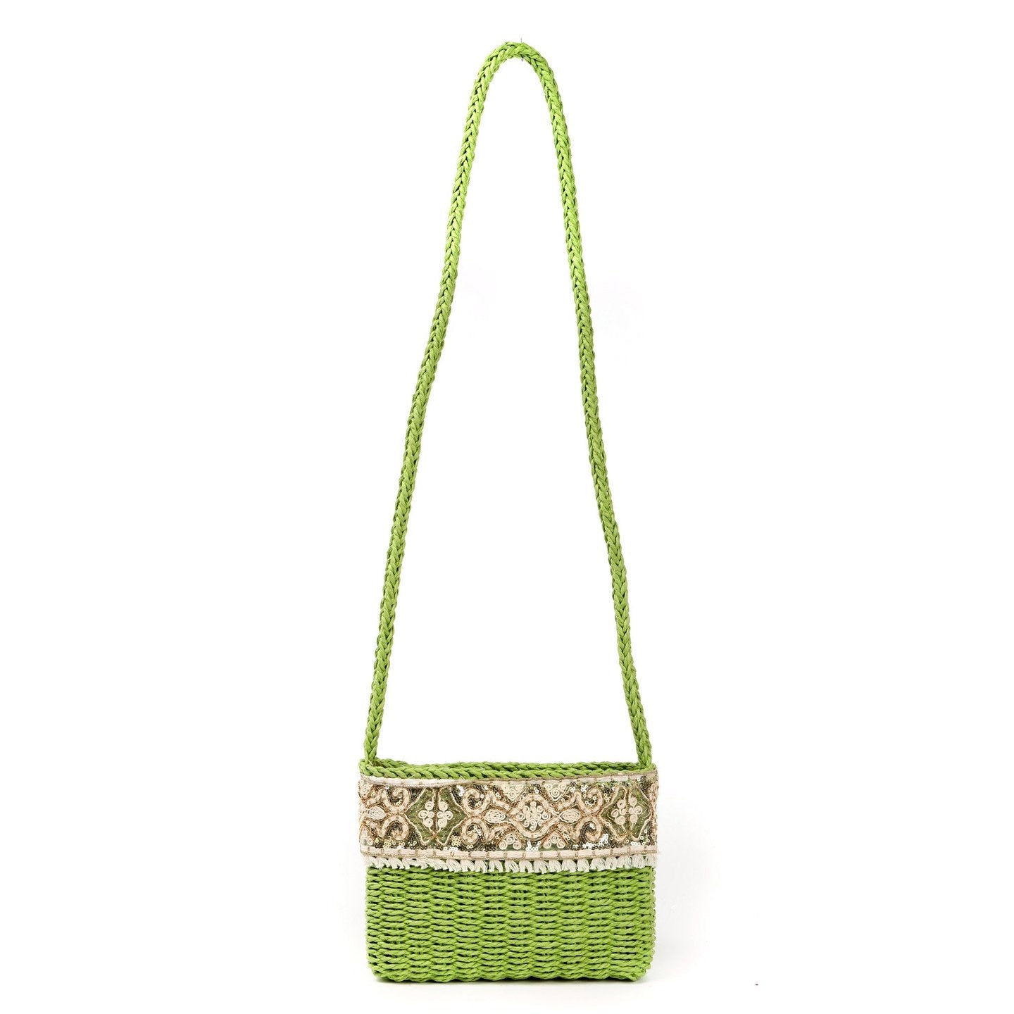 Bolso rafia bordado | Bandolera con lentejuelas - image 2