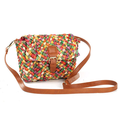 Bolso de paja multicolor | Bandolera con fivela - image 2