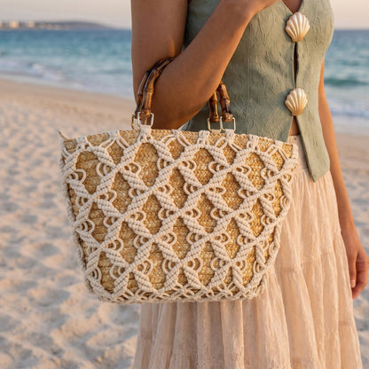 Bolso shopper paja grande visto de frente