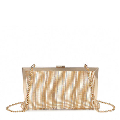Pochette de rafia para mujer, vista frontal con textura tejida